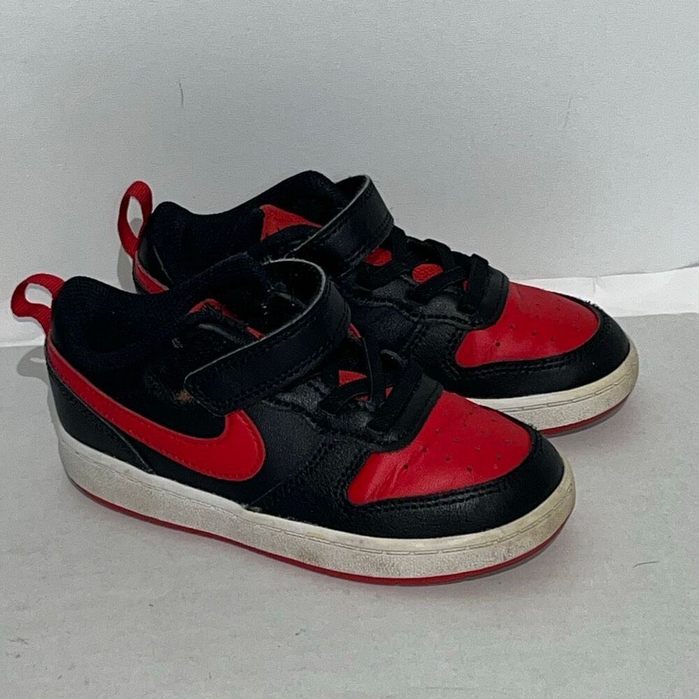 Nike Court‎ Borough Low 2 Toddler Shoes Black Red BQ5453-007 Size 8C